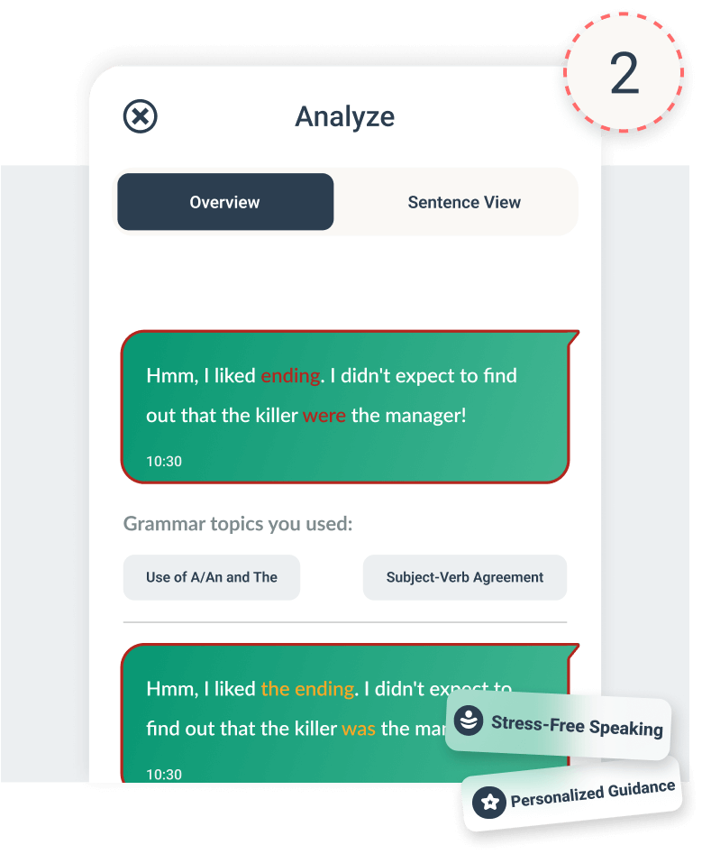 Analyze and Feedback - LingUp - Mobile